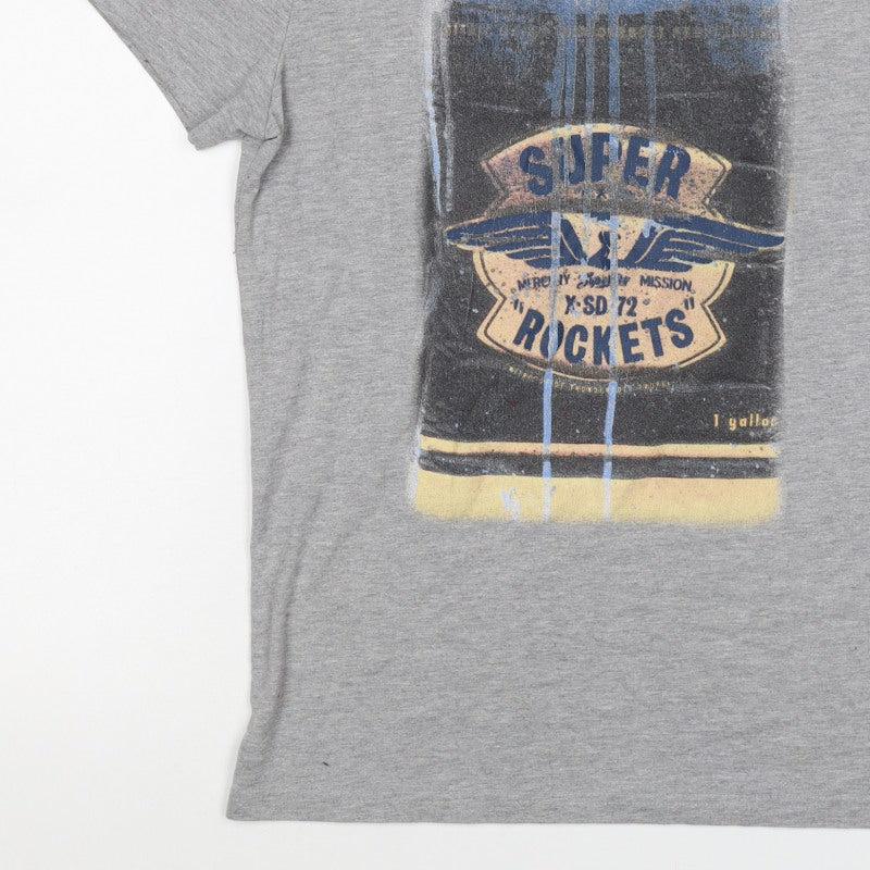 Superdry Mens Grey M Graphic Space Rocket Crew Neck T-Shirt