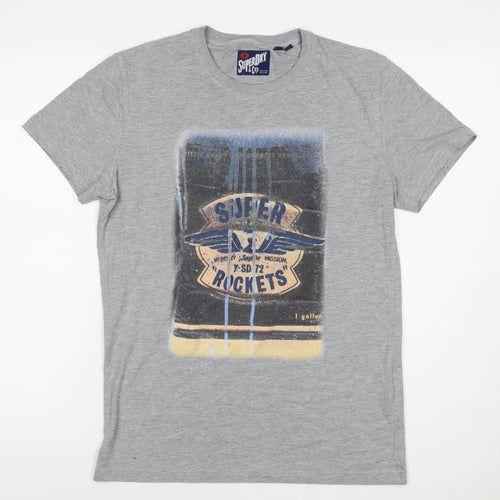 Superdry Mens Grey M Graphic Space Rocket Crew Neck T-Shirt