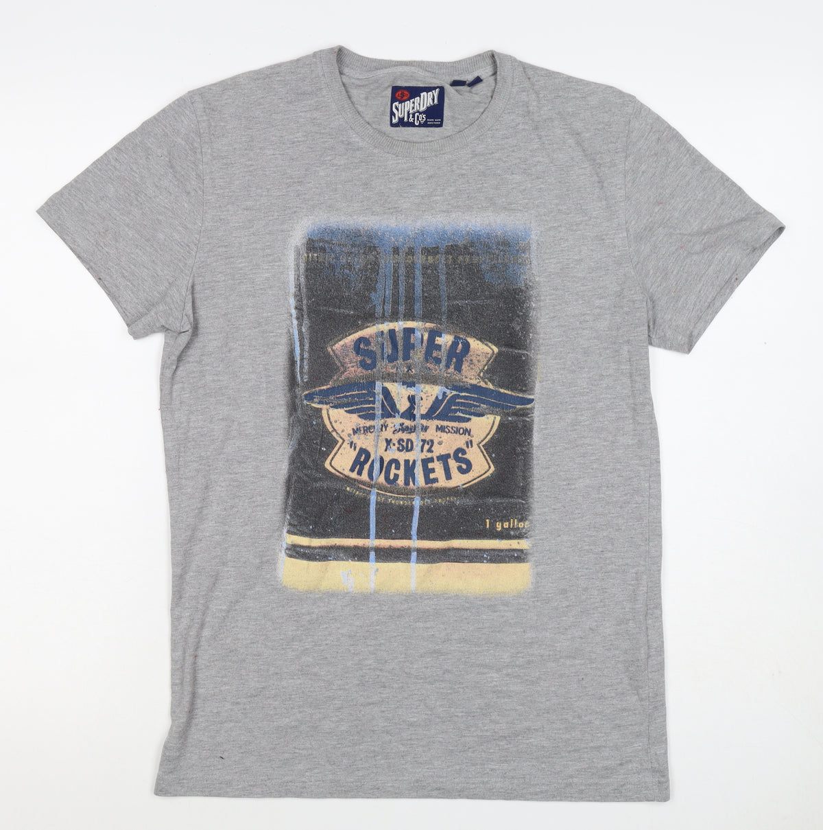 Superdry Mens Grey M Graphic Space Rocket Crew Neck T-Shirt