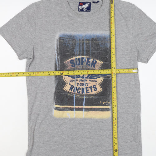 Superdry Mens Grey M Graphic Space Rocket Crew Neck T-Shirt