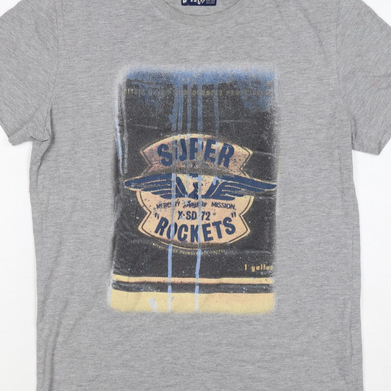 Superdry Mens Grey M Graphic Space Rocket Crew Neck T-Shirt