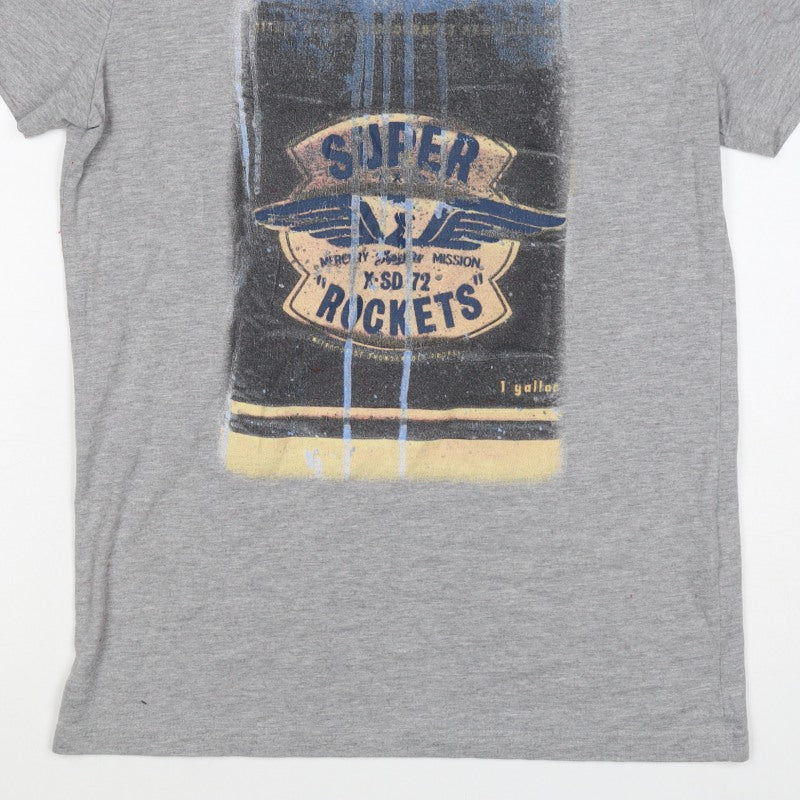 Superdry Mens Grey M Graphic Space Rocket Crew Neck T-Shirt