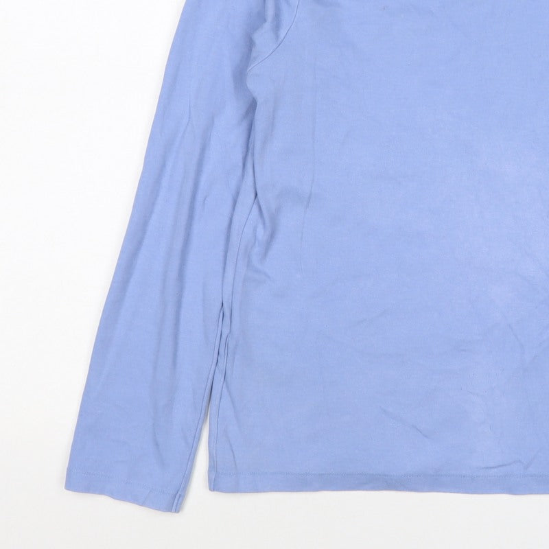 Uniqlo Women Blue M Basic Crew Neck Long Sleeve Cotton T-Shirt