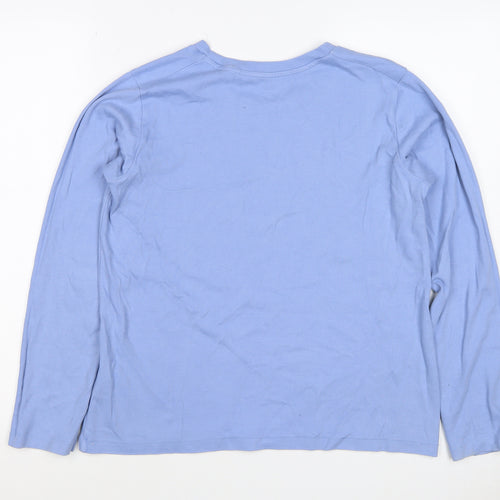 Uniqlo Women Blue M Basic Crew Neck Long Sleeve Cotton T-Shirt