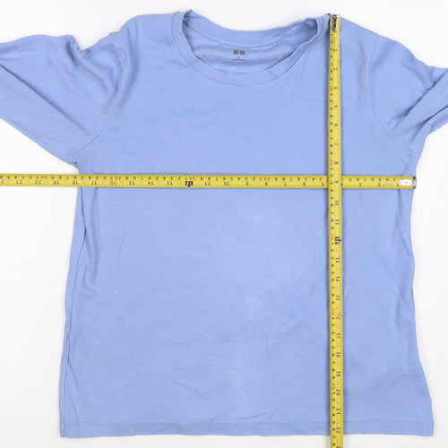 Uniqlo Women Blue M Basic Crew Neck Long Sleeve Cotton T-Shirt
