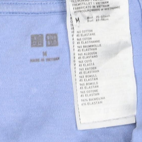 Uniqlo Women Blue M Basic Crew Neck Long Sleeve Cotton T-Shirt
