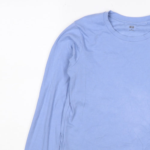 Uniqlo Women Blue M Basic Crew Neck Long Sleeve Cotton T-Shirt