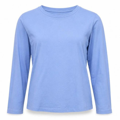 Uniqlo Women Blue M Basic Crew Neck Long Sleeve Cotton T-Shirt