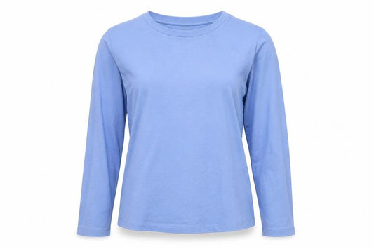 Uniqlo Women Blue M Basic Crew Neck Long Sleeve Cotton T-Shirt