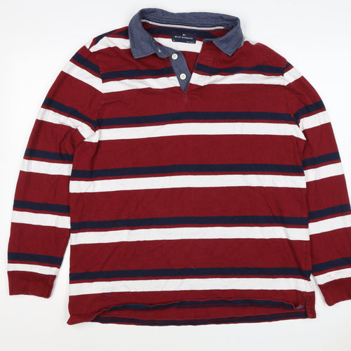 Blue Harbour Mens Multicoloured Stripe Long Sleeve Polo Shirt XL Cotton