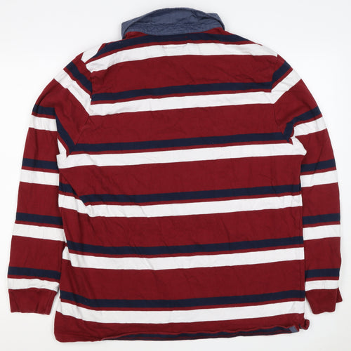 Blue Harbour Mens Multicoloured Stripe Long Sleeve Polo Shirt XL Cotton