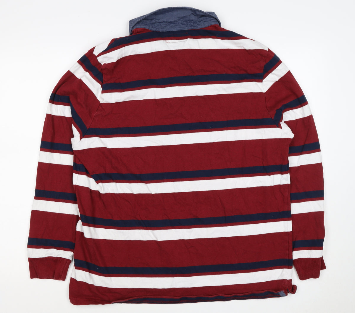 Blue Harbour Mens Multicoloured Stripe Long Sleeve Polo Shirt XL Cotton