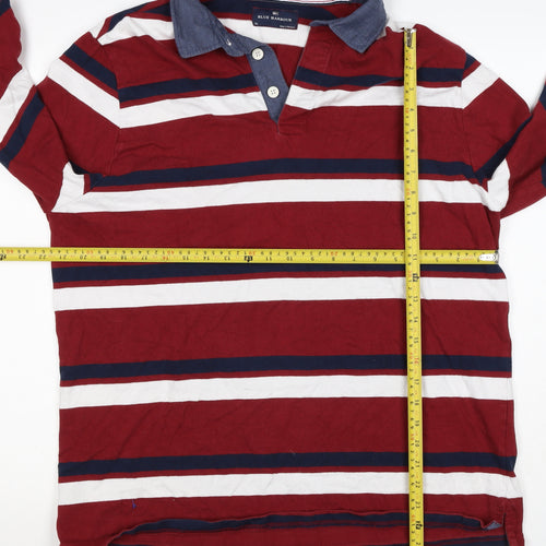 Blue Harbour Mens Multicoloured Stripe Long Sleeve Polo Shirt XL Cotton