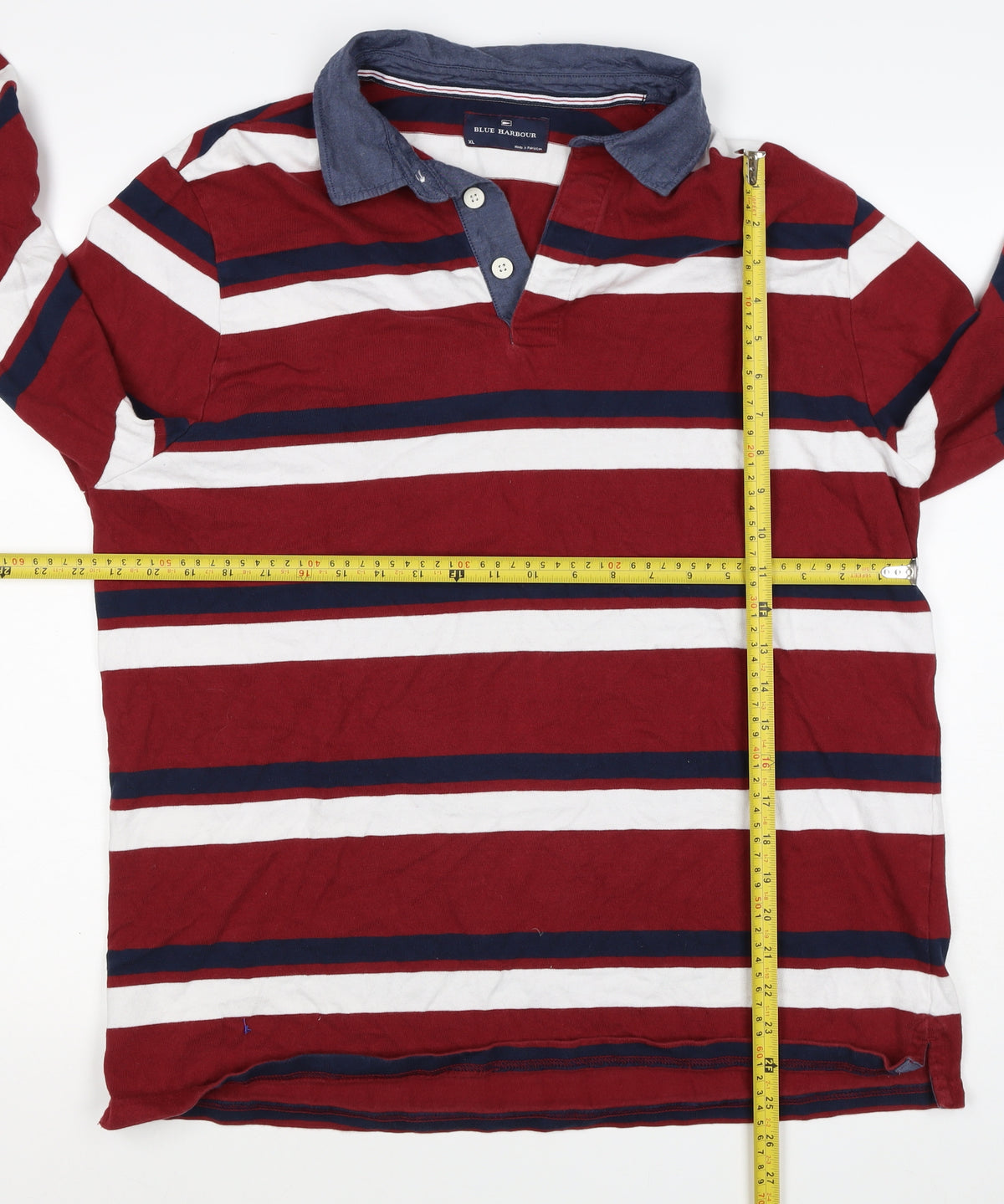 Blue Harbour Mens Multicoloured Stripe Long Sleeve Polo Shirt XL Cotton