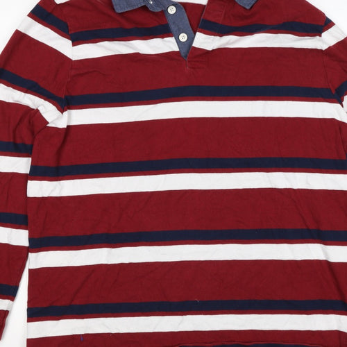 Blue Harbour Mens Multicoloured Stripe Long Sleeve Polo Shirt XL Cotton