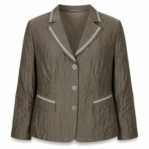 Gerry Weber Women Brown Linen Blend Blazer UK 18 3 Button Lined