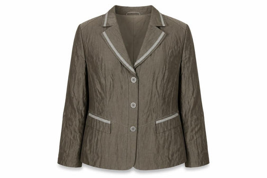 Gerry Weber Women Brown Linen Blend Blazer UK 18 3 Button Lined