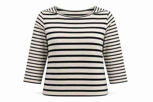 Laura Ashley Women Ivory Black Stripe Boat Neck Jersey Top UK 16