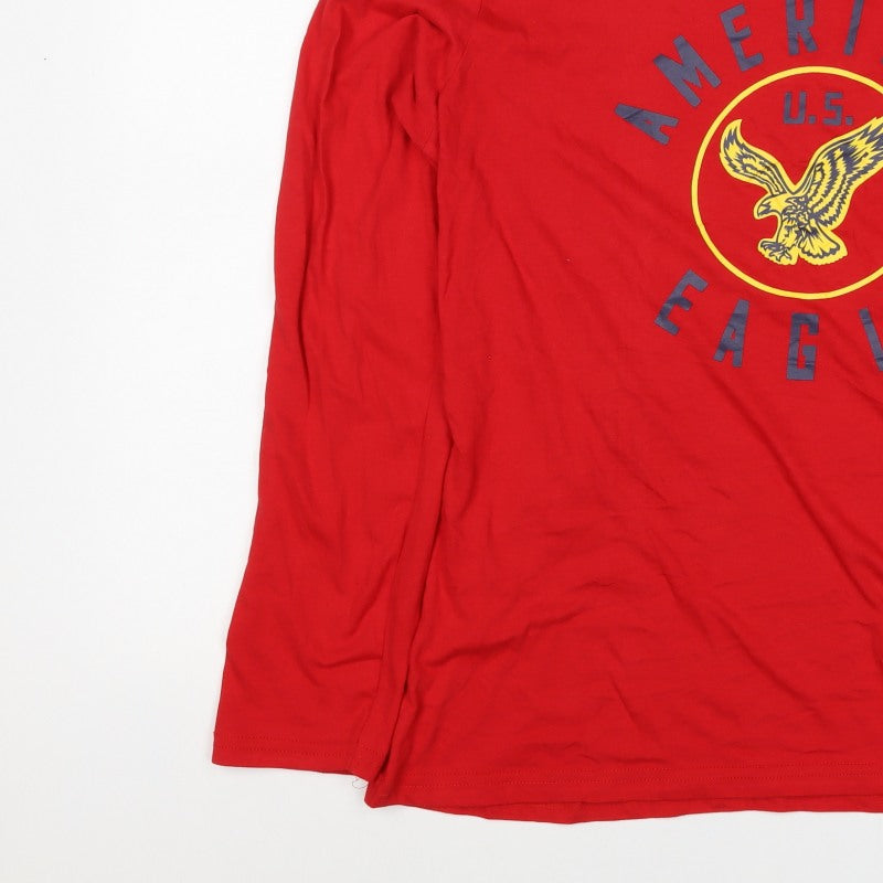 American Eagle Men’s Red XL Long Sleeve USA Eagle Graphic T-Shirt