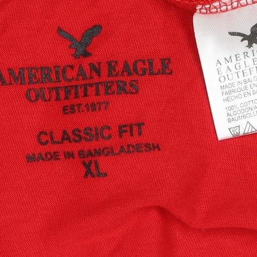 American Eagle Men’s Red XL Long Sleeve USA Eagle Graphic T-Shirt