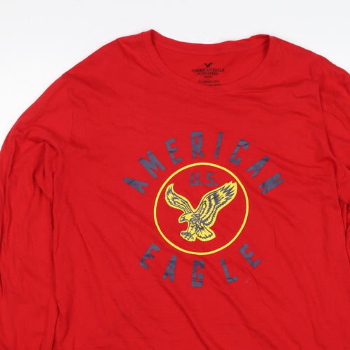 American Eagle Men’s Red XL Long Sleeve USA Eagle Graphic T-Shirt