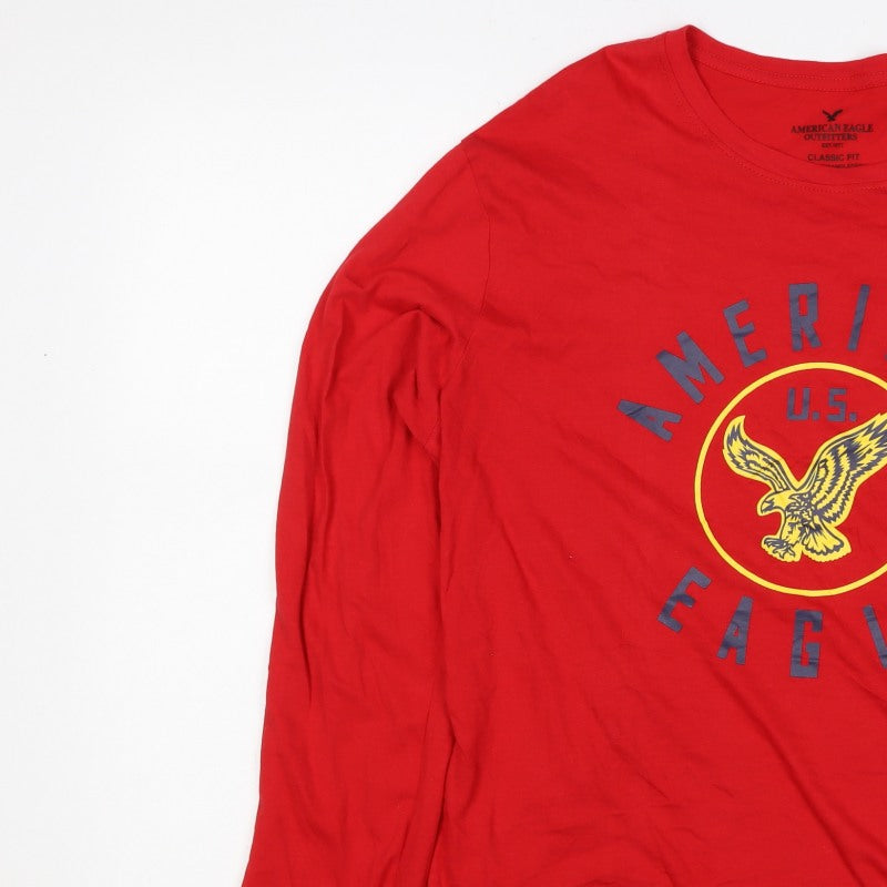 American Eagle Men’s Red XL Long Sleeve USA Eagle Graphic T-Shirt