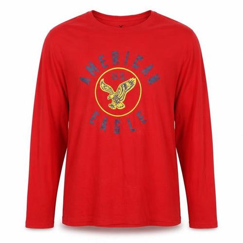 American Eagle Men’s Red XL Long Sleeve USA Eagle Graphic T-Shirt