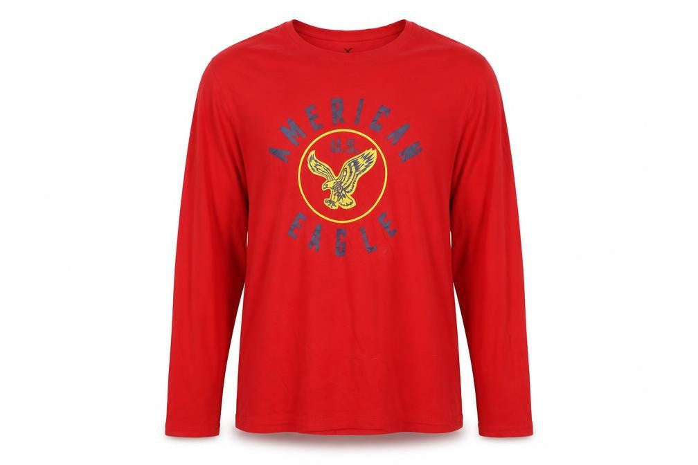 American Eagle Men’s Red XL Long Sleeve USA Eagle Graphic T-Shirt