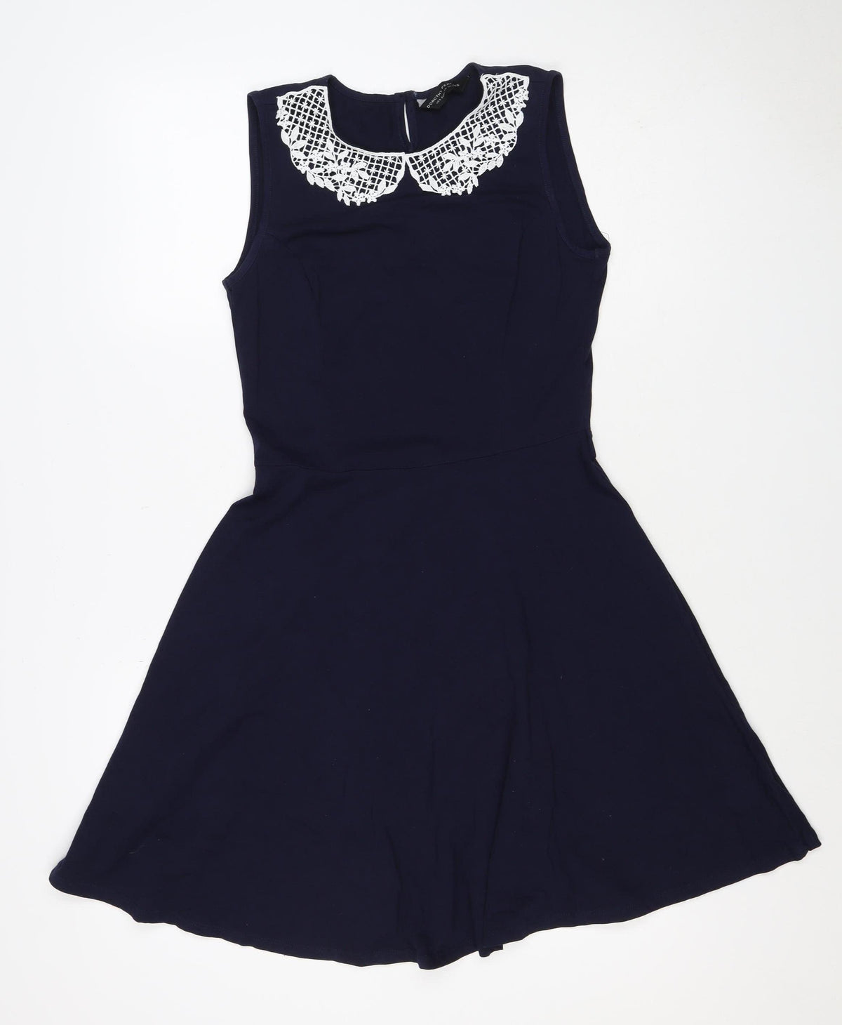 Dorothy Perkins Women Blue UK 12 Fit & Flare Sleeveless Lace Dress