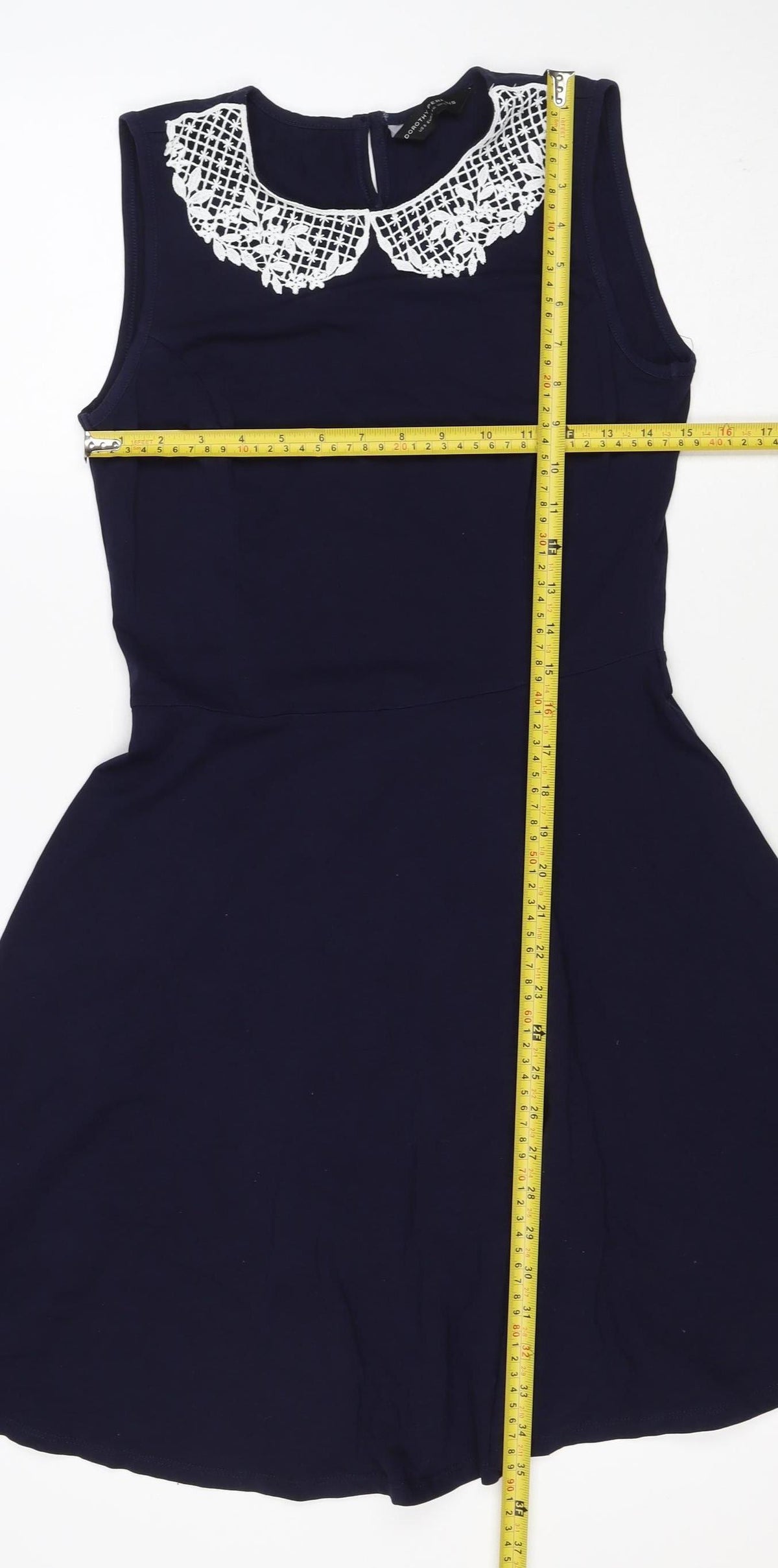 Dorothy Perkins Women Blue UK 12 Fit & Flare Sleeveless Lace Dress