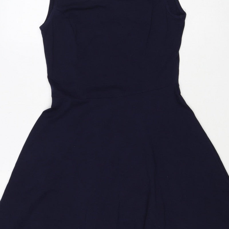 Dorothy Perkins Women Blue UK 12 Fit & Flare Sleeveless Lace Dress
