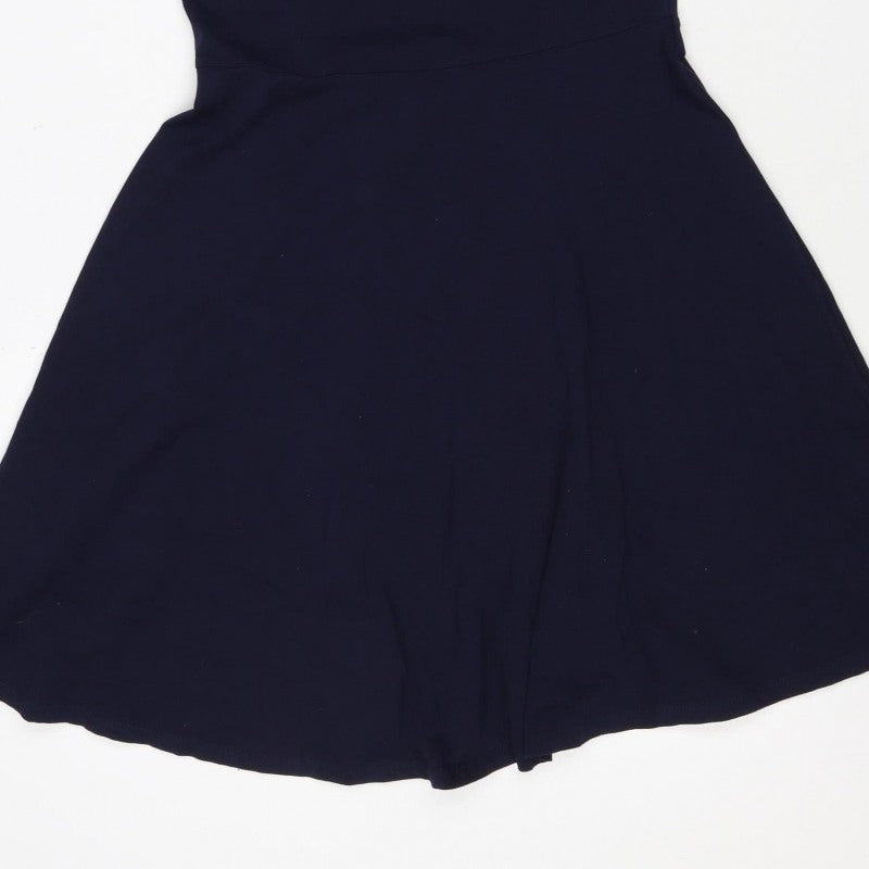 Dorothy Perkins Women Blue UK 12 Fit & Flare Sleeveless Lace Dress