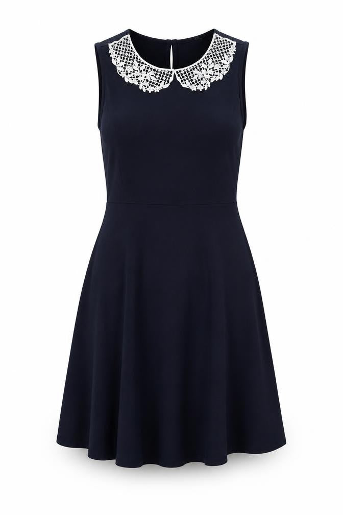 Dorothy Perkins Women Blue UK 12 Fit & Flare Sleeveless Lace Dress
