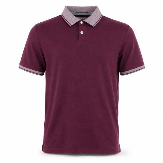 Charles Wilson Men's Burgundy L Cotton Polo Shirt Contrast Trim