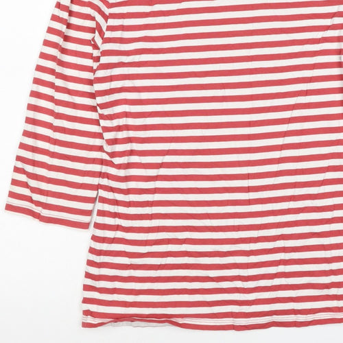 Seasalt Women Red White Striped Organic Cotton UK 10 3/4 Sleeve T-Shirt