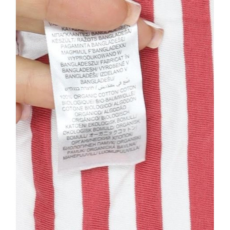 Seasalt Women Red White Striped Organic Cotton UK 10 3/4 Sleeve T-Shirt
