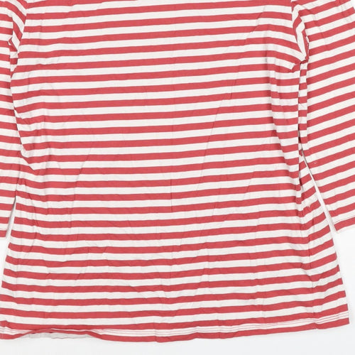 Seasalt Women Red White Striped Organic Cotton UK 10 3/4 Sleeve T-Shirt