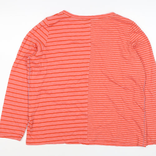 White Stuff Women’s Pink Stripe Cotton Jersey V-Neck Top UK 16