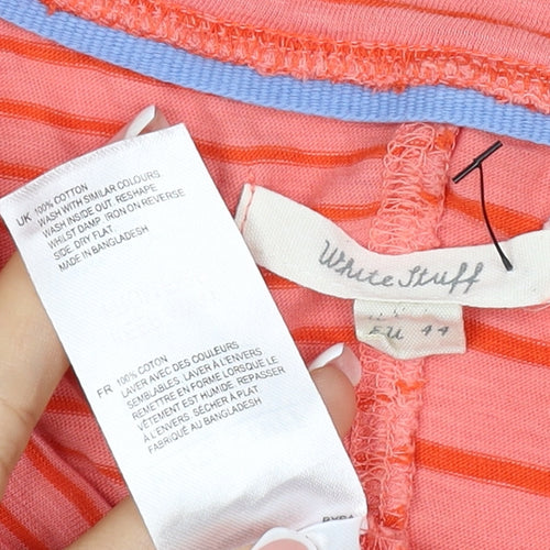 White Stuff Women’s Pink Stripe Cotton Jersey V-Neck Top UK 16