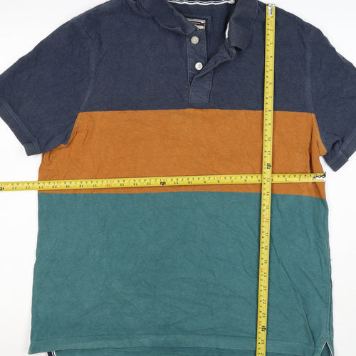 FatFace Mens Multicoloured Colourblock Cotton Polo Shirt XL