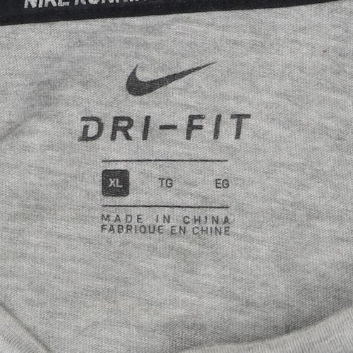 Nike Men’s Grey XL Dri-FIT Running Long Sleeve Logo T-Shirt