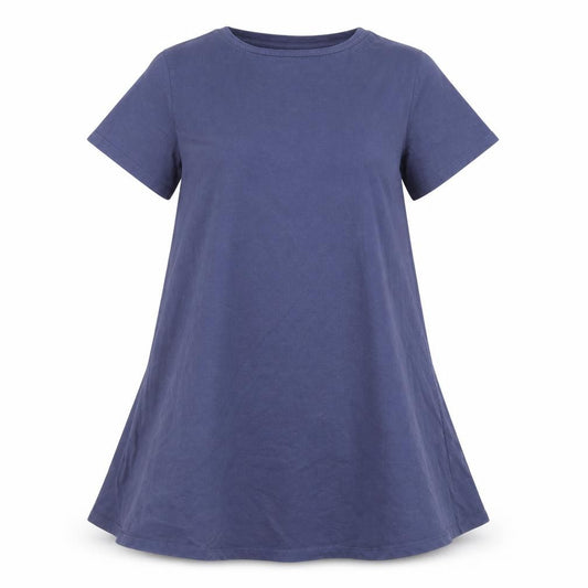 Front view of ASOS Women Blue UK 8 Trapeze Swing Jersey Short Sleeve Dress