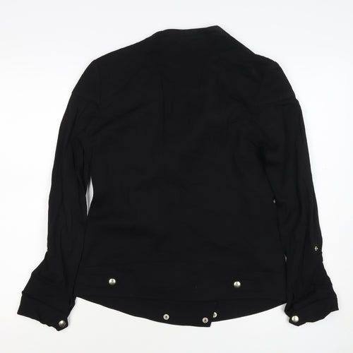 Reiss Women’s Black Size S Biker Jacket Gold Zip Lined