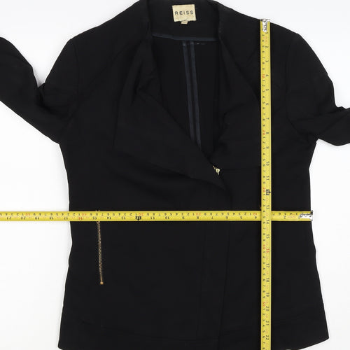 Reiss Women’s Black Size S Biker Jacket Gold Zip Lined