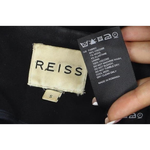 Reiss Women’s Black Size S Biker Jacket Gold Zip Lined