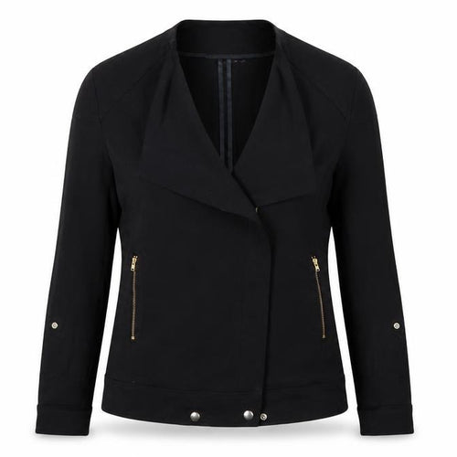 Reiss Women’s Black Size S Biker Jacket Gold Zip Lined