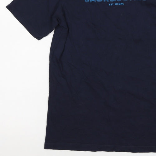 Jack & Jones Teens Navy Blue XS Logo Graphic Crew Neck T-Shirt