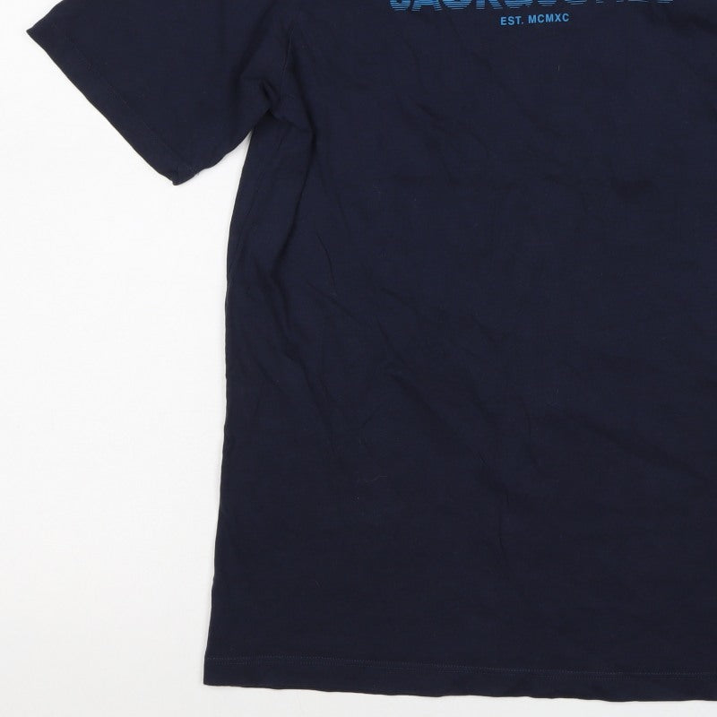 Jack & Jones Teens Navy Blue XS Logo Graphic Crew Neck T-Shirt