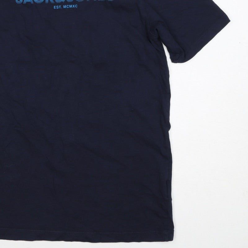Jack & Jones Teens Navy Blue XS Logo Graphic Crew Neck T-Shirt