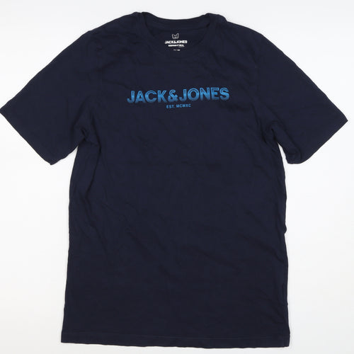 Jack & Jones Teens Navy Blue XS Logo Graphic Crew Neck T-Shirt